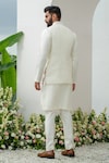 Shop_Amrit Dawani_Ivory Cotton Silk Embroidered Thread Floral Bundi Kurta Set_at_Aza_Fashions