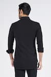 Shop_S&N by Shantnu Nikhil_Black Suiting Brushed Embroidered Crest Short Kurta _at_Aza_Fashions