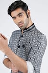 Buy_S&N by Shantnu Nikhil_Black Poly Spandex Printed Slim Fit Kurta _Online_at_Aza_Fashions