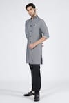 Shop_S&N by Shantnu Nikhil_Black Poly Spandex Printed Slim Fit Kurta _Online_at_Aza_Fashions