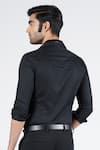 Shop_S&N by Shantnu Nikhil_Black Suiting Terylene Embroidered Adamas Slim Fit Textured Shirt _at_Aza_Fashions