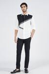 Buy S&N By Shantnu Nikhil Off White Polyester, Viscose Colorblock Printed Patch Shirt at Aza Fashions Buy_S&N By Shantnu Nikhil_Off White Polyester, Viscose Colorblock Printed Patch Shirt_at_Aza_Fashions