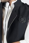 Buy_S&N by Shantnu Nikhil_Black Suiting Fabric Brushed Embroidered Crest Handcrafted Waistcoat _Online_at_Aza_Fashions