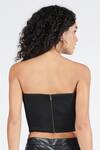 Shop_S&N By Shantnu Nikhil_Black Neoprene Embroidery Square Neck Structured Tube Top_at_Aza_Fashions