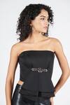 Buy_S&N By Shantnu Nikhil_Black Neoprene Embroidery Square Neck Structured Tube Top_Online_at_Aza_Fashions