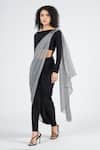 Buy_S&N by Shantnu Nikhil_Black Poly Jersey Striped Saree Gown _Online_at_Aza_Fashions