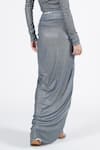 Shop_S&N by Shantnu Nikhil_Grey Silver Lurex Draped Skirt _at_Aza_Fashions