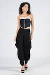 Buy_S&N by Shantnu Nikhil_Black Sandwash Plain Draped Cowl Pant _at_Aza_Fashions