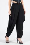 Shop_S&N by Shantnu Nikhil_Black Sandwash Plain Draped Cowl Pant _at_Aza_Fashions