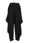 S&N by Shantnu Nikhil_Black Sandwash Plain Draped Cowl Pant _Online_at_Aza_Fashions