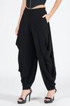 Buy_S&N by Shantnu Nikhil_Black Sandwash Plain Draped Cowl Pant _Online_at_Aza_Fashions