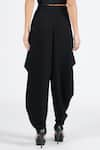 Shop_S&N by Shantnu Nikhil_Black Sandwash Plain Draped Cowl Pant _Online_at_Aza_Fashions