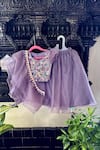 Buy_Rage Attire-Sweta Saria_Purple Organza, Cotton Satin, Enchanted Bloom Embellished Blouse Lehenga Set _at_Aza_Fashions