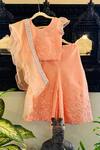 Buy_Rage Attire-Sweta Saria_Peach Cotton, Organza, Muslin Mirrors Work Top Flared Pant Set_at_Aza_Fashions