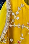 Rage Attire-Sweta Saria_Yellow Organza, Taffeta, Chanderi Flower And Peacock Embroidered Kurta With Pant _Online_at_Aza_Fashions
