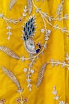 Buy_Rage Attire-Sweta Saria_Yellow Organza, Taffeta, Chanderi Flower And Peacock Embroidered Kurta With Pant _Online_at_Aza_Fashions