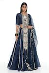 Buy_Payal Singhal_Blue Banarasi Silk Embellished Tassel Round Lehenga Set _at_Aza_Fashions