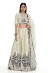 Buy_Payal Singhal_Green Banarasi Silk Woven Geometric Round Floral Embroidered Lehenga Set _at_Aza_Fashions