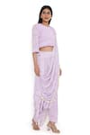 Payal Singhal_Purple Crepe Printed Abstract Round Floral Dhoti Pant Saree With Top _Online_at_Aza_Fashions