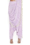 Payal Singhal_Purple Crepe Printed Abstract Round Floral Dhoti Pant Saree With Top _at_Aza_Fashions