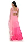 Shop_Payal Singhal_Pink Georgette Embroidery Mukaish Scoop Neck Work Ombre Effect Lehenga Set _at_Aza_Fashions