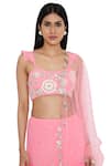 Payal Singhal_Pink Georgette Embroidery Mukaish Scoop Neck Work Ombre Effect Lehenga Set _at_Aza_Fashions