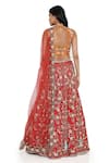 Shop_Payal Singhal_Red Dupion Silk Embroidery Floral Stand Collar Flower Vine Lehenga Set _at_Aza_Fashions