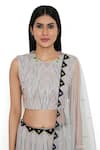 Shop_Payal Singhal_Grey Georgette Embroidery Geometric Round Neck Lehenga Set _Online_at_Aza_Fashions