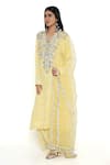 Buy_Payal Singhal_Yellow Crepe Embroidered Mukaish Round V Straight Kurta Palazzo Set _Online_at_Aza_Fashions