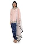 Buy_Payal Singhal_Pink Silk Embroidered Mukaish Round Kurta Salwar Set _at_Aza_Fashions