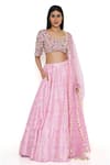 Buy_Payal Singhal_Pink Dupion Silk Printed Thread Blunt V Lehenga Embroidered Blouse Set _at_Aza_Fashions