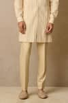 Shop_Tarun Tahiliani_Ivory Katan Silk Textured Kurta And Trouser Set _Online_at_Aza_Fashions