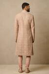 Tarun Tahiliani_Pink Georgette Embroidered Chikankari Mughal Work Sherwani Set _Online_at_Aza_Fashions