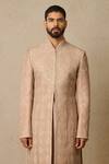 Buy_Tarun Tahiliani_Pink Georgette Embroidered Chikankari Mughal Work Sherwani Set _Online_at_Aza_Fashions