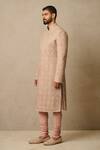 Shop_Tarun Tahiliani_Pink Georgette Embroidered Chikankari Mughal Work Sherwani Set _at_Aza_Fashions