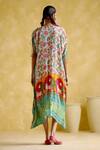 Shop_5Elements_Blue Modal Satin Lagdi Patta Embellished Linus Lotus And Bull Print Kaftan _at_Aza_Fashions