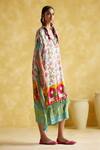 Buy_5Elements_Blue Modal Satin Lagdi Patta Embellished Linus Lotus And Bull Print Kaftan _Online_at_Aza_Fashions