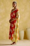 Buy_5Elements_Orange Modal Satin Lagdi Patta Amrapali Tie Dye Floral Pattern Kaftan _Online_at_Aza_Fashions