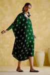 Buy_5elements_Green Modal, Satin Round Neck Annapoorna Bandhani Kaftan _Online_at_Aza_Fashions