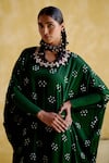 Shop_5elements_Green Modal, Satin Round Neck Annapoorna Bandhani Kaftan _Online_at_Aza_Fashions