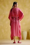 Shop_5elements_Pink Modal V-neck Annika Bandhani Pattern Kaftan With Belt _at_Aza_Fashions