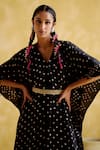 Shop_5elements_Black Modal Sequins V-neck Annika Printed Kaftan With Belt _Online_at_Aza_Fashions