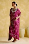 Buy_5elements_Purple Modal, Satin, Lace Embroidery V-neck Dakshayani Printed Kaftan _Online_at_Aza_Fashions