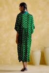 Shop_5elements_Green Modal, Satin Embroidery Devadarsana Bandhani Print Handcrafted Kaftan _at_Aza_Fashions