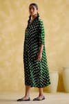 Buy_5elements_Green Modal, Satin Embroidery Devadarsana Bandhani Print Handcrafted Kaftan _Online_at_Aza_Fashions