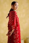 Buy_5Elements_Red Modal Satin Lagdi Patta Printed Bandhani V Devadarsana Handcrafted Kaftan _Online_at_Aza_Fashions