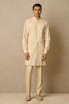 Buy_Tarun Tahiliani_Ivory Katan Silk Textured Kurta And Trouser Set _at_Aza_Fashions