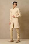 Shop_Tarun Tahiliani_Ivory Katan Silk Textured Kurta And Trouser Set _at_Aza_Fashions