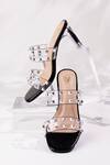 House Of Vian Black Studs Christie Double Transparent Strap Heels Online at Aza Fashions House Of Vian_Black Studs Christie Double Transparent Strap Heels_Online_at_Aza_Fashions