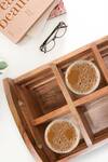 Shop Brick Brown Brown Wood Two In One Flatware Organizer And Tea Glass Holder Online at Aza Fashions Shop_Brick Brown_Brown Wood Two In One Flatware Organizer And Tea Glass Holder_Online_at_Aza_Fashions
